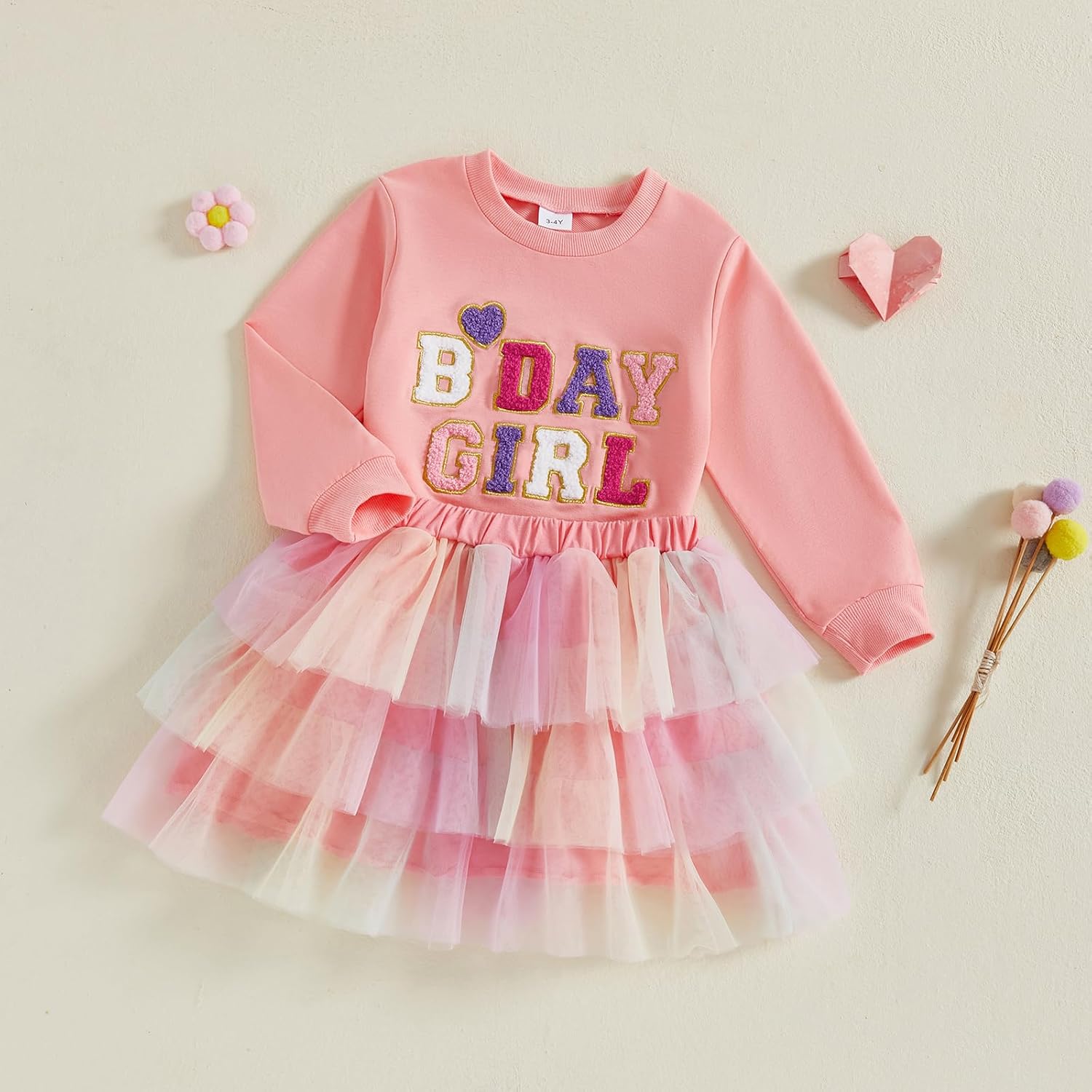 Birthday Outfits for Toddler Girl 1st 2nd 3rd 4th Birthday Girl Letter Embroidered Sweatshirt Tutu Skirt Set Baby Gift - Image 3