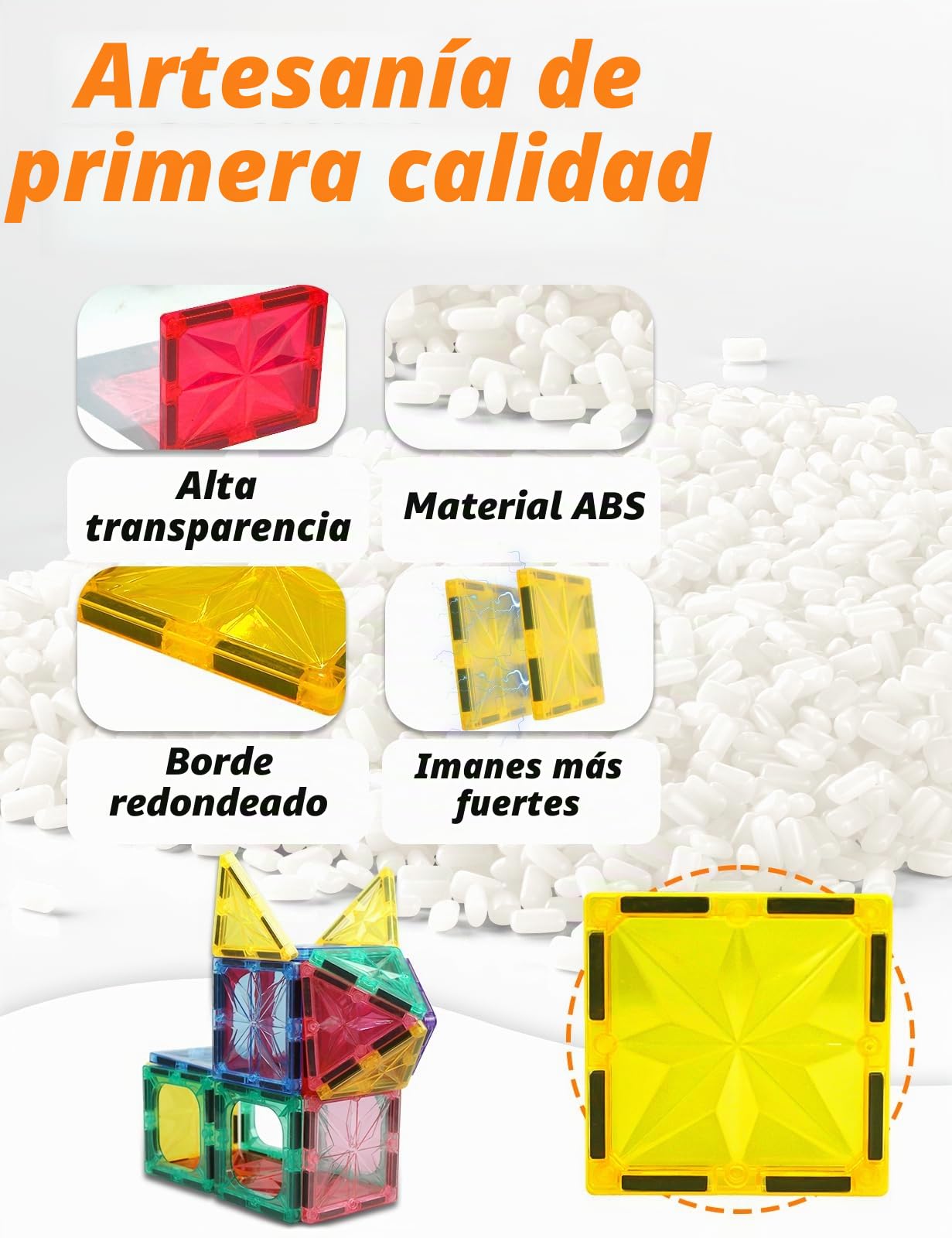 Bloques Magnéticos Construcción Niños 100 Piezas, Piezas Magnéticas Niños para Construir Castillos y Coches, Juguetes Educativos Creativos con Magnetic Blocks