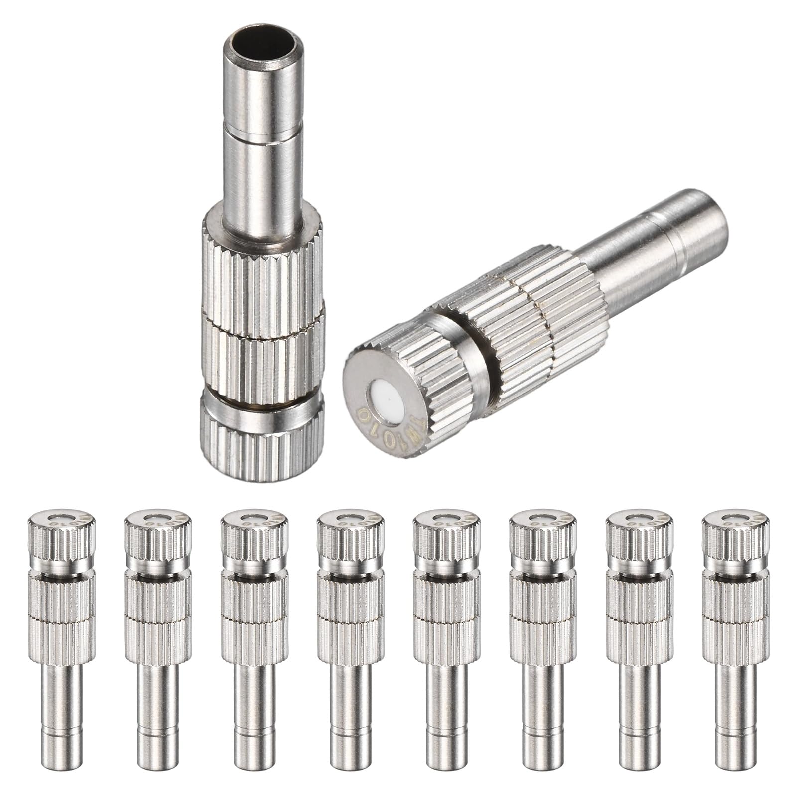 M METERXITY 10-Pack Brass Misting Nozzles, 0.004"/0.1mm Orifice Mister Replacement Heads with Filter Mesh for Cooling System/Landscaping/Humidification, 6mm Low-Pressure Fog Sprayer Nozzle