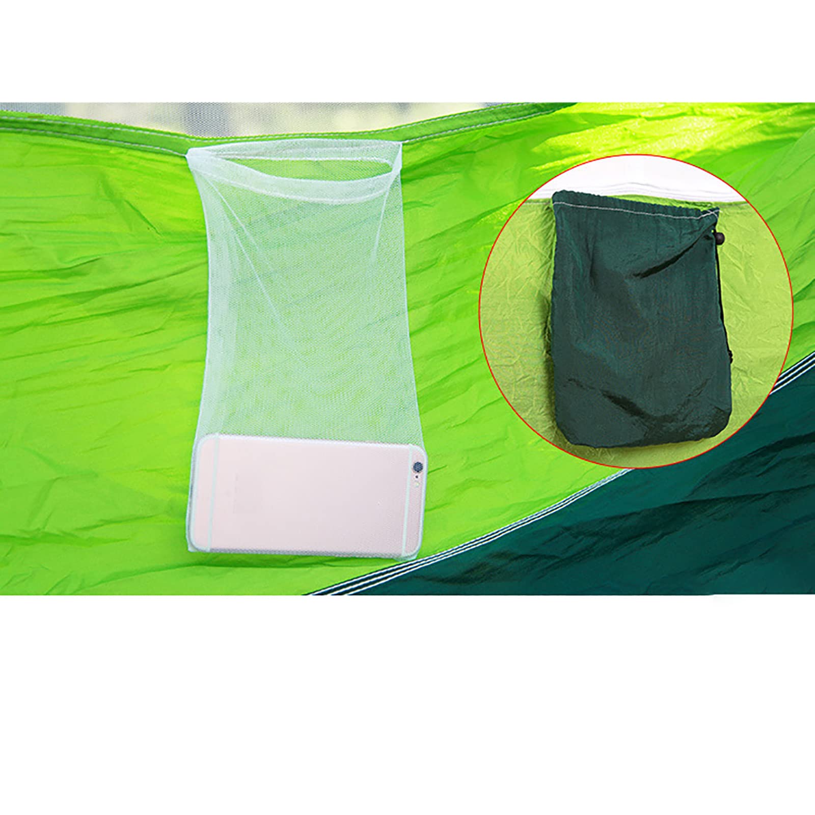 Hängematte, 260 cm × 140 Camping mit Netz Nylon Fallschirm Ultra Light