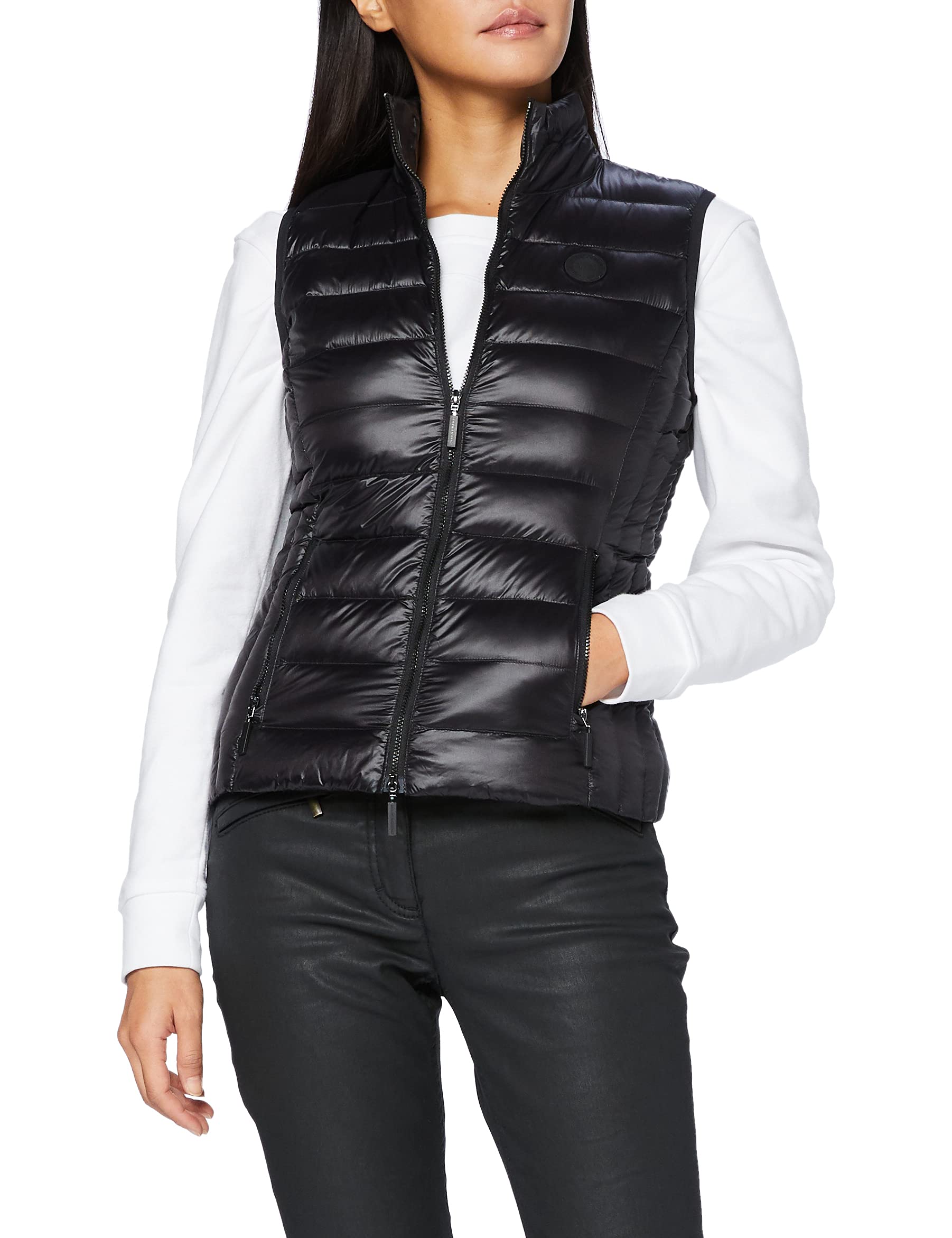 Armani Exchange Women's Official Store Padded Sleeveless Down Jacket Black Extra Small