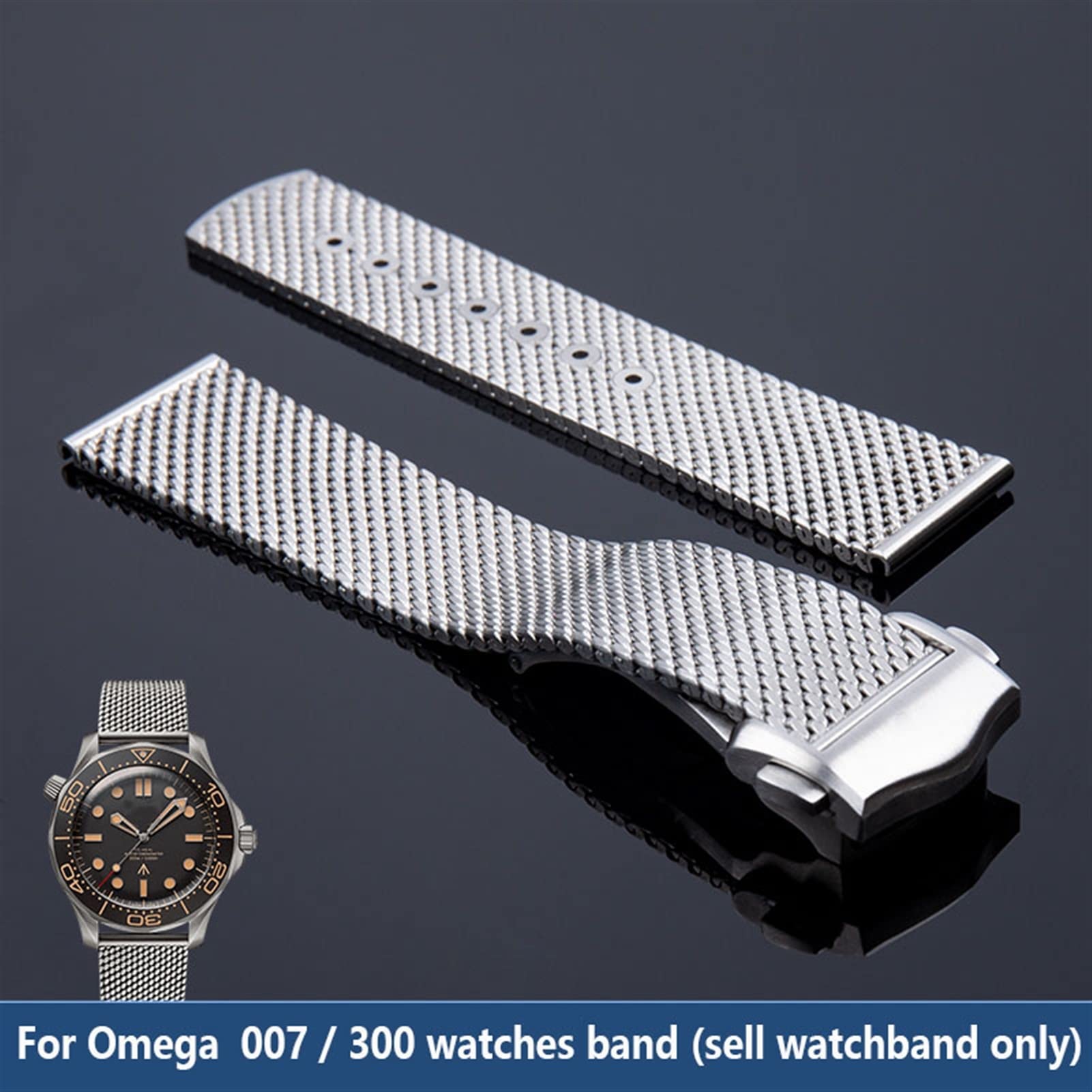 Titan-Stahl-Armband 20 mm für Omega 007 Seamaster Diver 300 Uhrenarmband, Ersatz für Milanaise-Armband