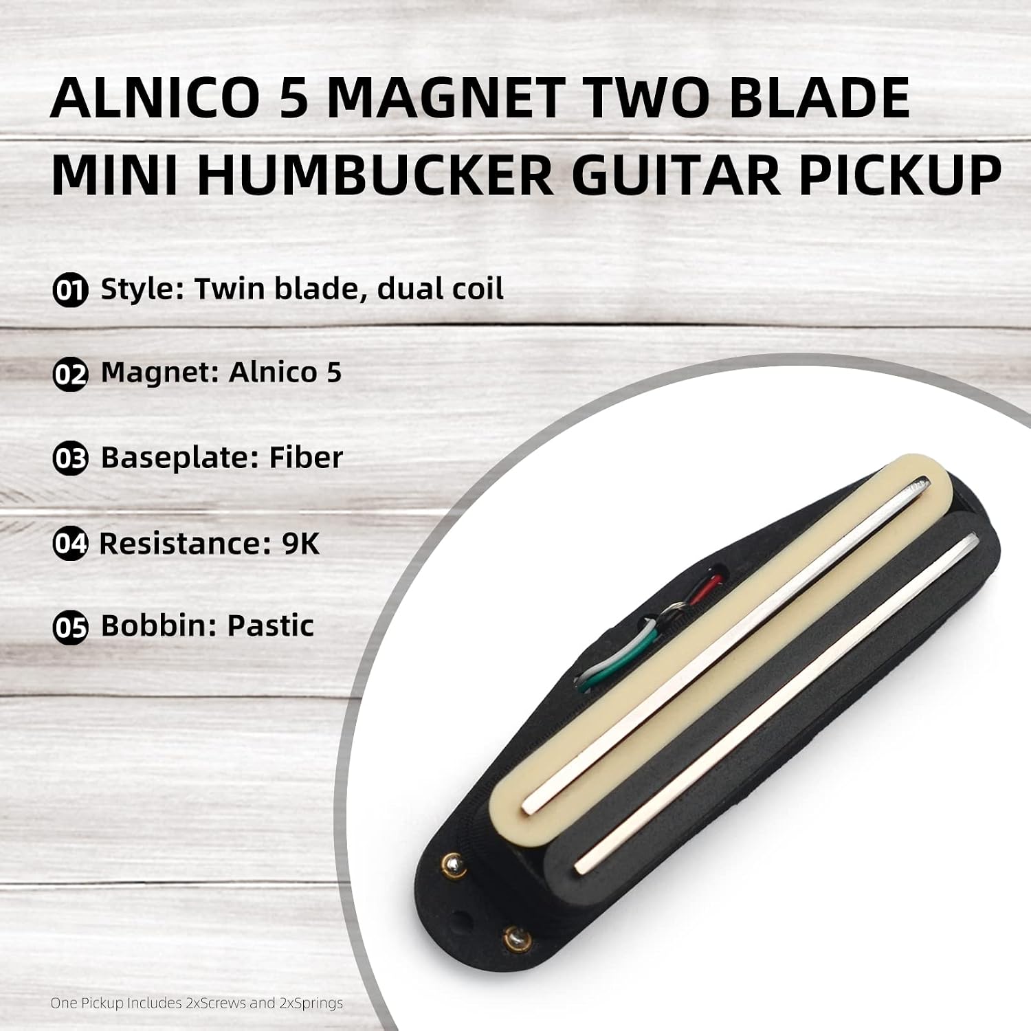 MAXCHEER Alnico 5 Twin Blade Humbucker Mini Double Coil Pickup 9K for ST Single Size Pickup Electric Guitar Replacement (Zebra) image 2