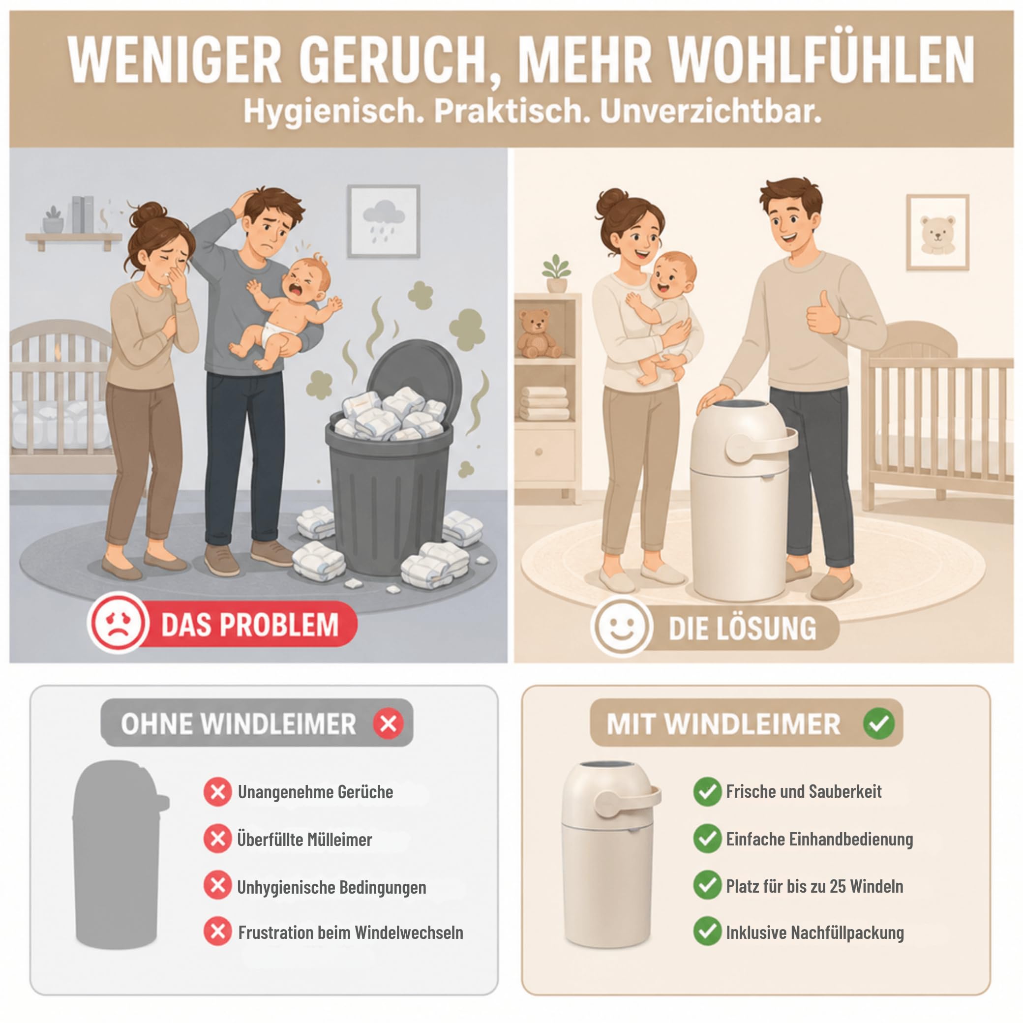 Set Magic Windeleimer Majestic & Windel Blaubär | Diaper Keeper 12L mit Geruchsstop-System | bis zu 25 Windeln | keine Nachfüllkassetten nötig | Mülleimer für Baby Windeln