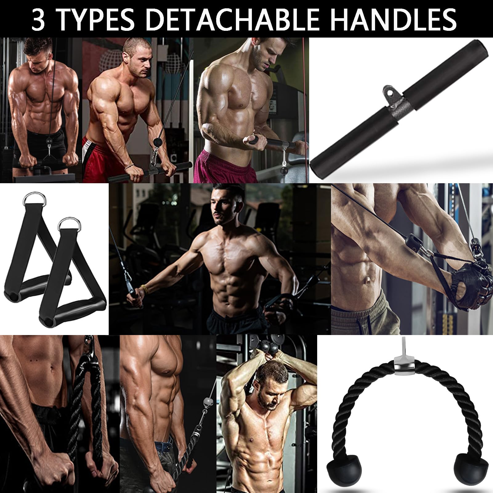 FASPUP Lat Machine Per Palestra Casa - Puleggia Multifunzione Con Cavo, Barra E Accessori - Foto 8