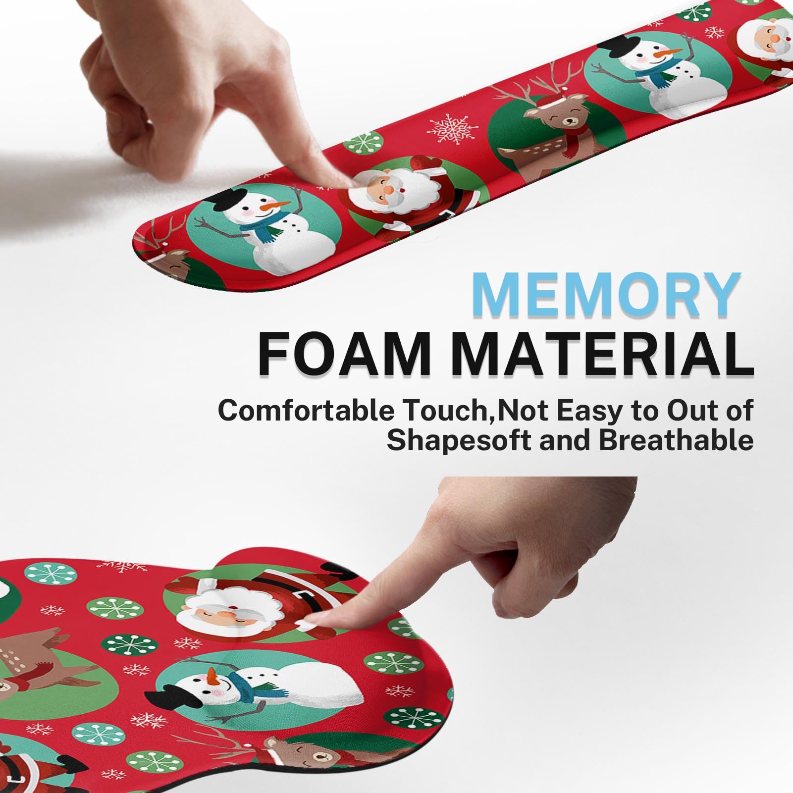 Britimes Tastatur-Mauspad-Set "Merry Christmas", Schneemann, Weihnachten, 4-in-1, großes Mauspad + Tastatur-Handgelenkauflage, Maus-Handgelenkauflage, Untersetzer, ergonomisches Design für Heimbüro,