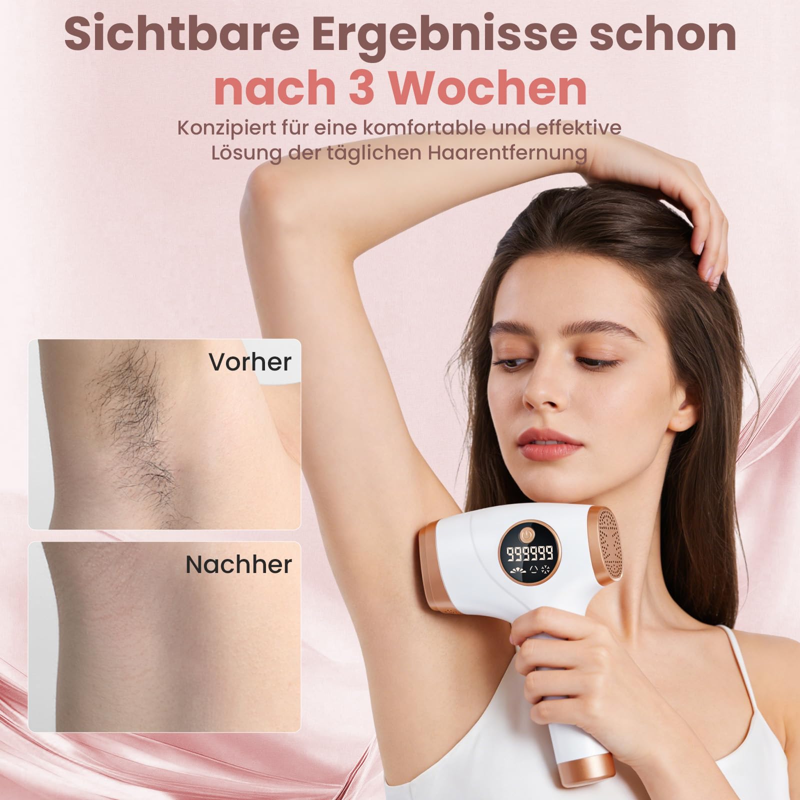 IPL Haarentfernungsgerät mit Kühlfunktion für Zuhause, 5 Energiestufen und 2 Modi, geeignet für Frauen und Männer zur Anwendung an Gesicht, Legs Hair Remover Electric
