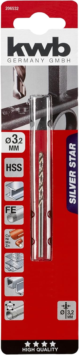 kwb Silver Star HSS Metal Drill Bit Ø 4.2mm, Faster Drilling with Less Pressure, DIN 338 Precision