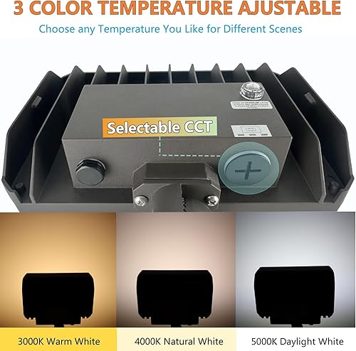 Miniatura 3 de Paquete de 1 luz de inundación LED de 100 W con nudillo, equivalente a 14000 lm 1000 W, luz cálida de 100-277 V 3000 K, lámpara de inundación LED