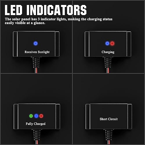 Miniatura 8 de SUNAPEX Mantenedor de cargador de batería de panel solar de 20 W 12 V, cargador solar portátil impermeable con controlador de carga integrado,