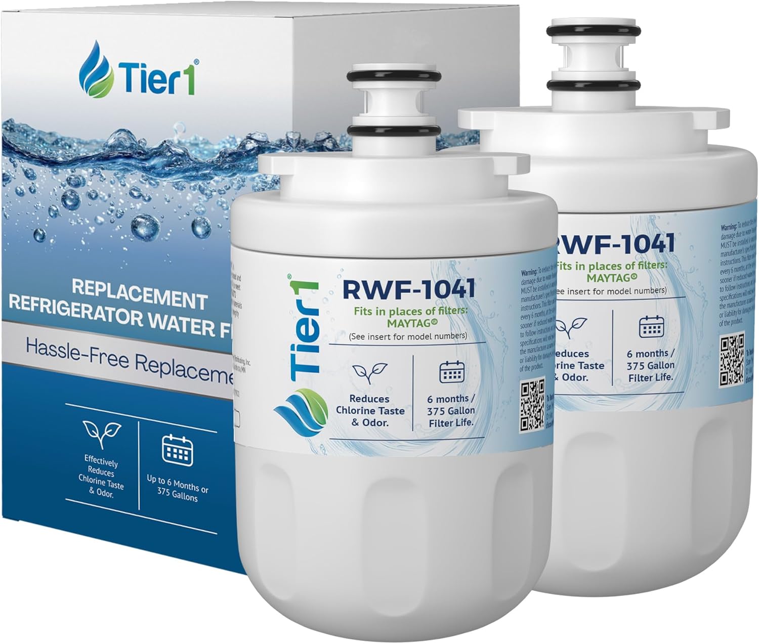 Tier1 RWF1041 UKF7003 Refrigerator Water Filter | Replacement for EDR7D1, UKF7002AXX, UKF7003AXX, WSM-1, WF288 Fridge Filter - Up to 12 Months Supply | Easy Install | Great Tasting Water & Ice (2-pk)