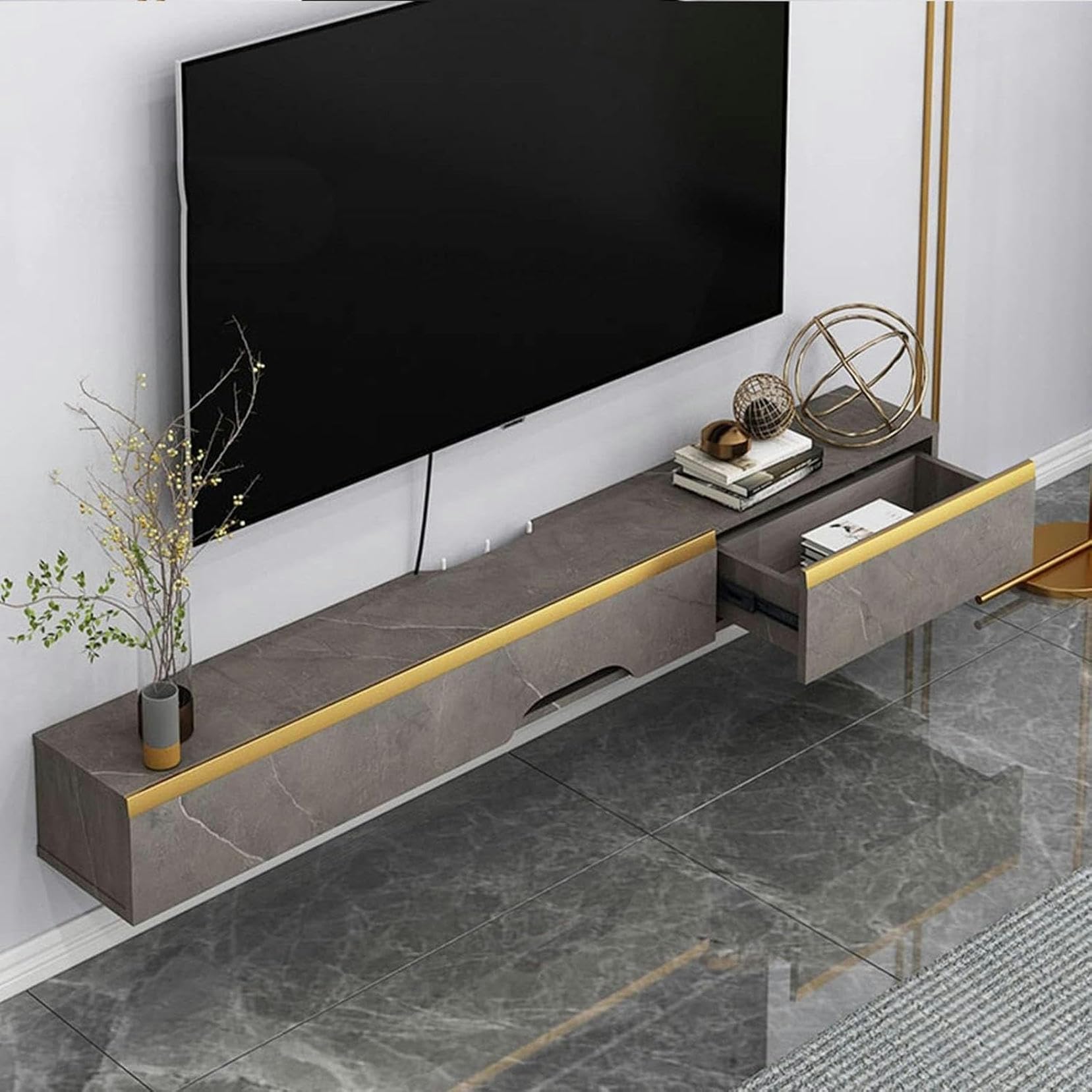 Étagère TV murale en bois pour un salon épuré et chaleureux