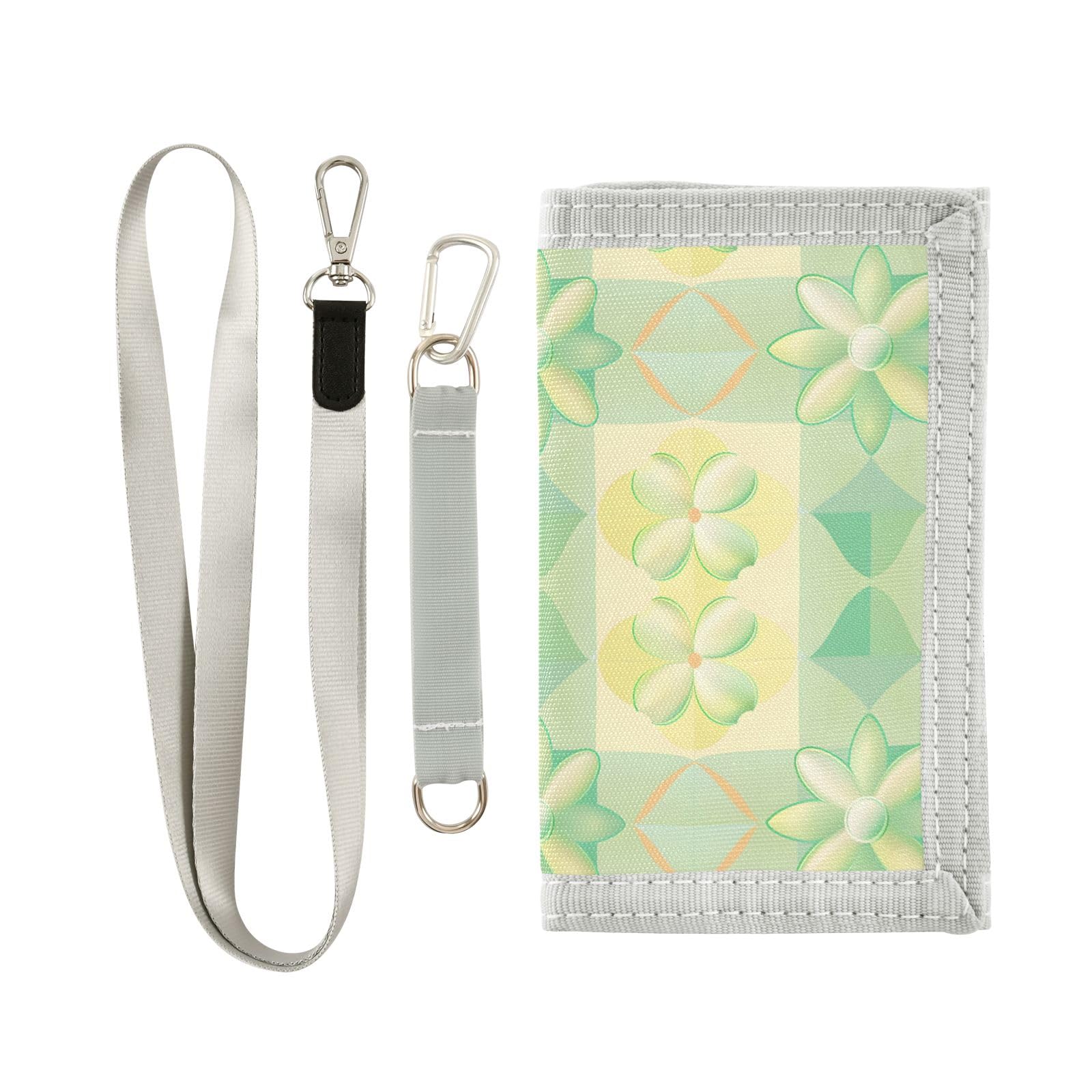 ALAZA Kids Wallets for Boys Girls Toddler Trifold Wallet Children Small Lattice Green Yellow with Zipper Coin Pocket