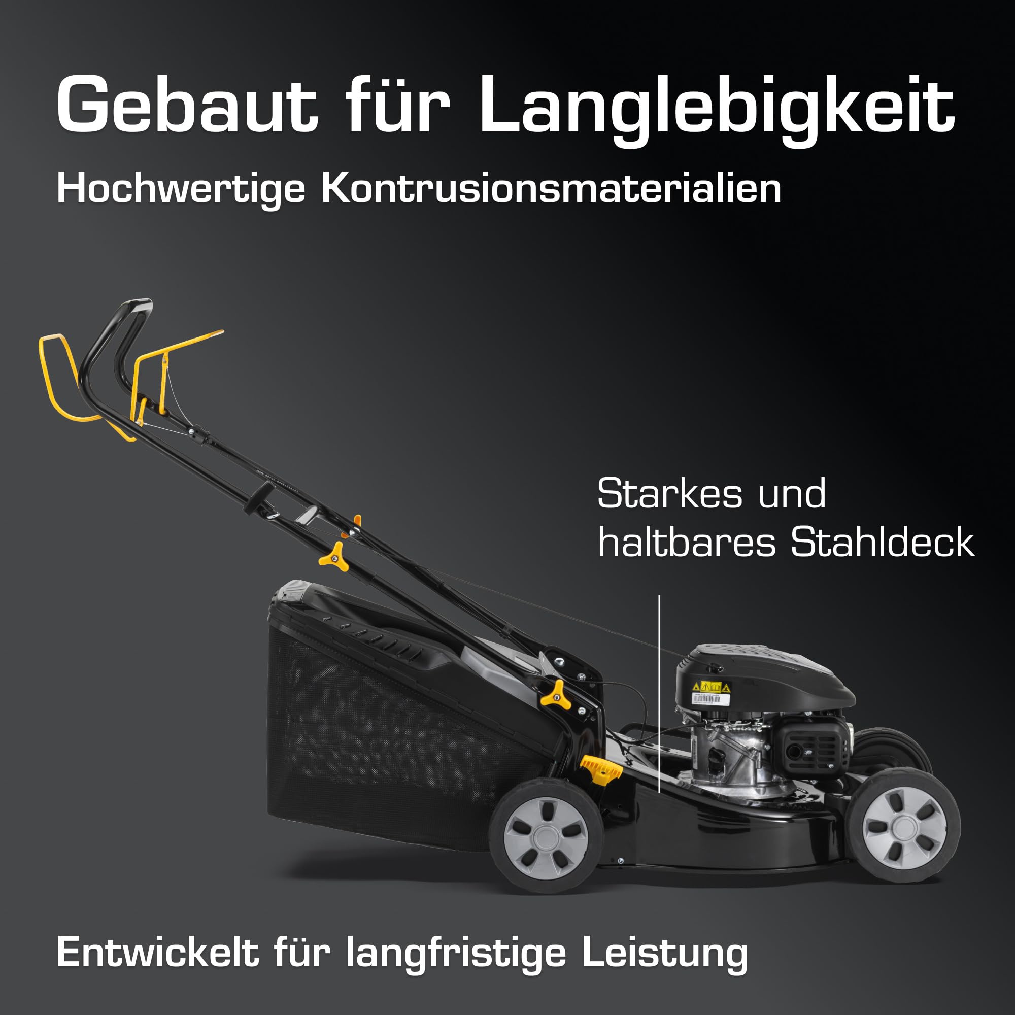 Alpina AL5 46 SA Benzin-Rasenmäher, 139 cc, 46 cm – Fangkorb 60 l, Heckantrieb, Zentrale Schnitthöhenverstellung – Rasenflächen bis 1.200 m²