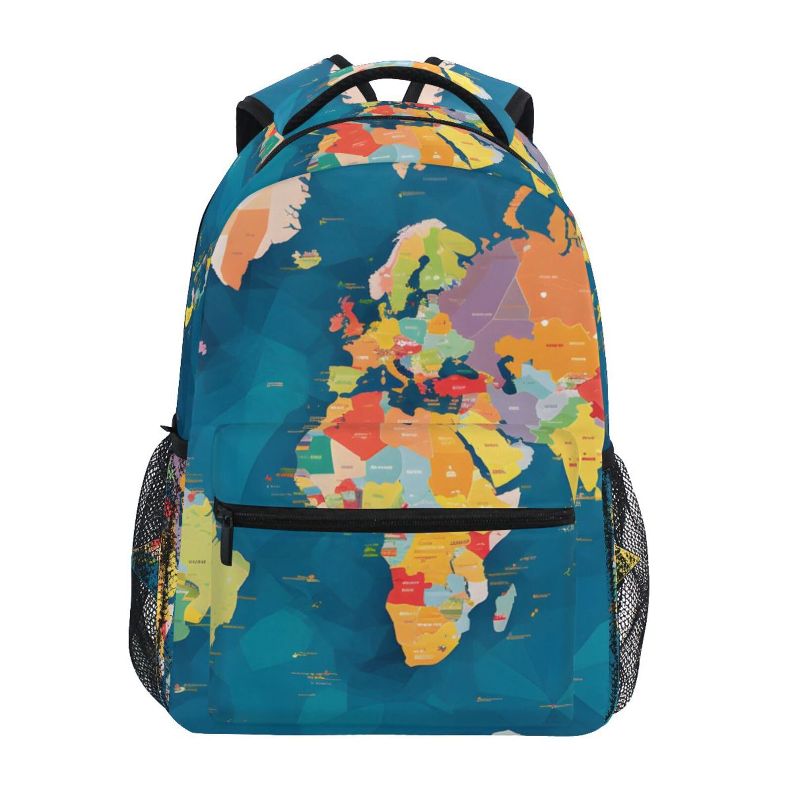 XYMZR Element World Map Backpack Daypack Shoulder Bag Book Bag Lightweight Back Pack 11.4 ×16 In