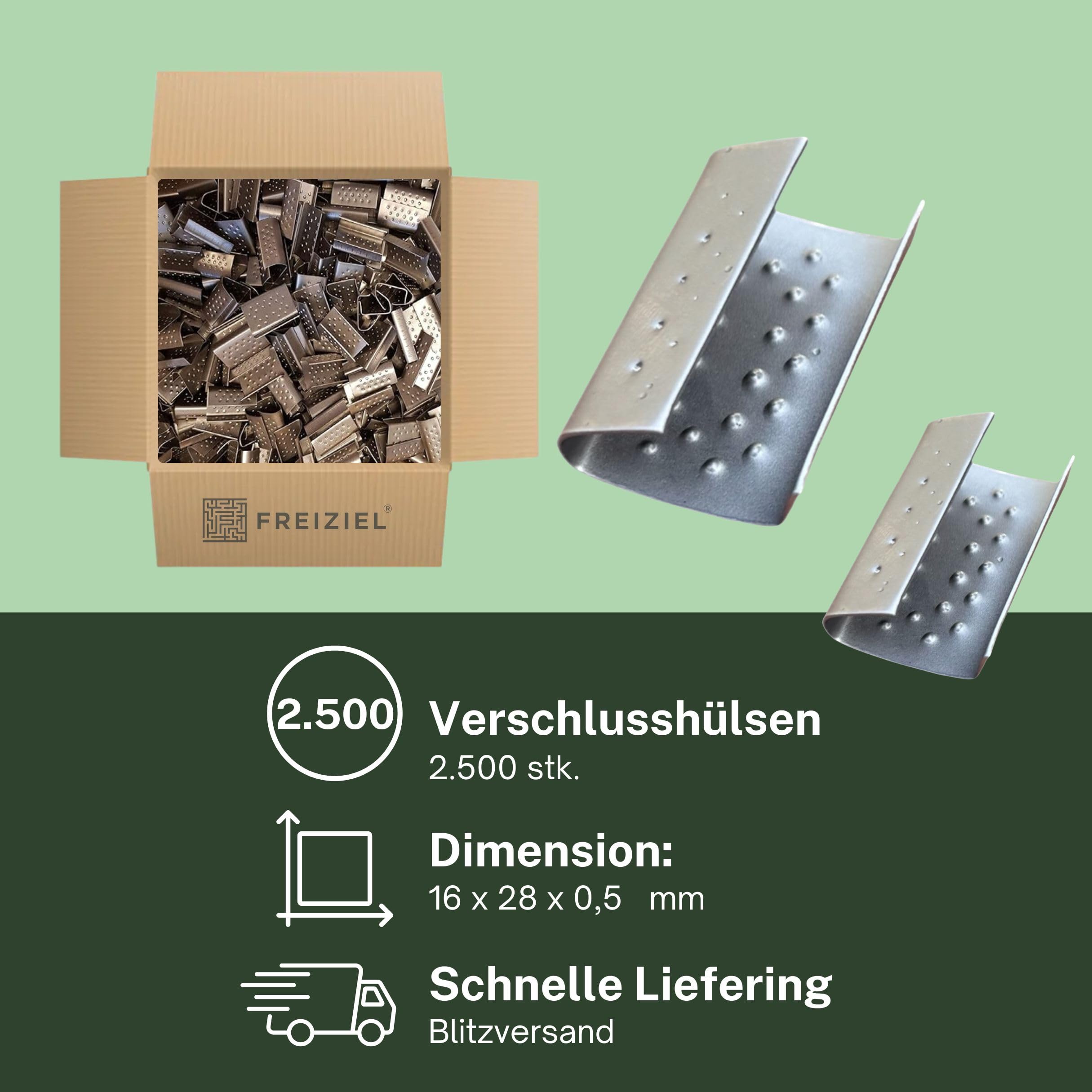 3000 Stück 13mm Verschlusshülsen für PP/PET/Textilband verzinkt (13mm)