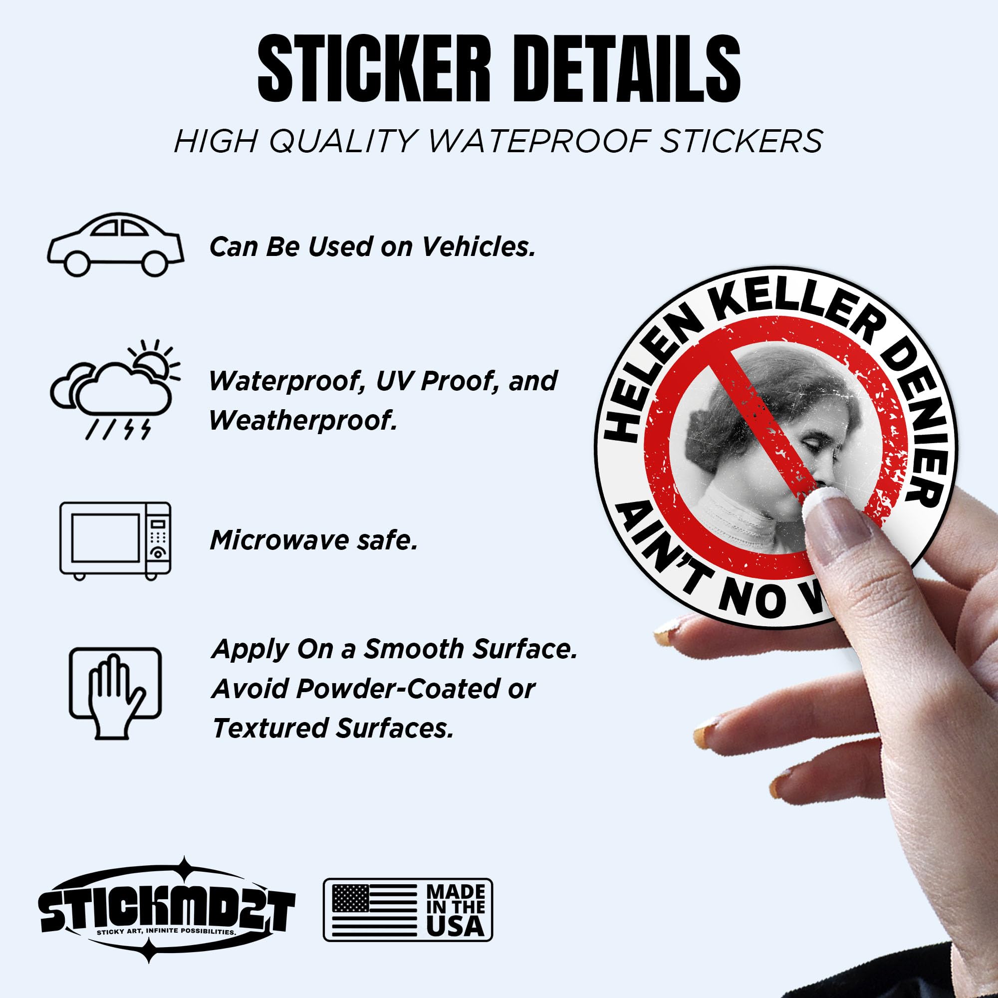 Amazon.com: (3Pcs) Helen Keller Denier Matte Sticker Meme Book