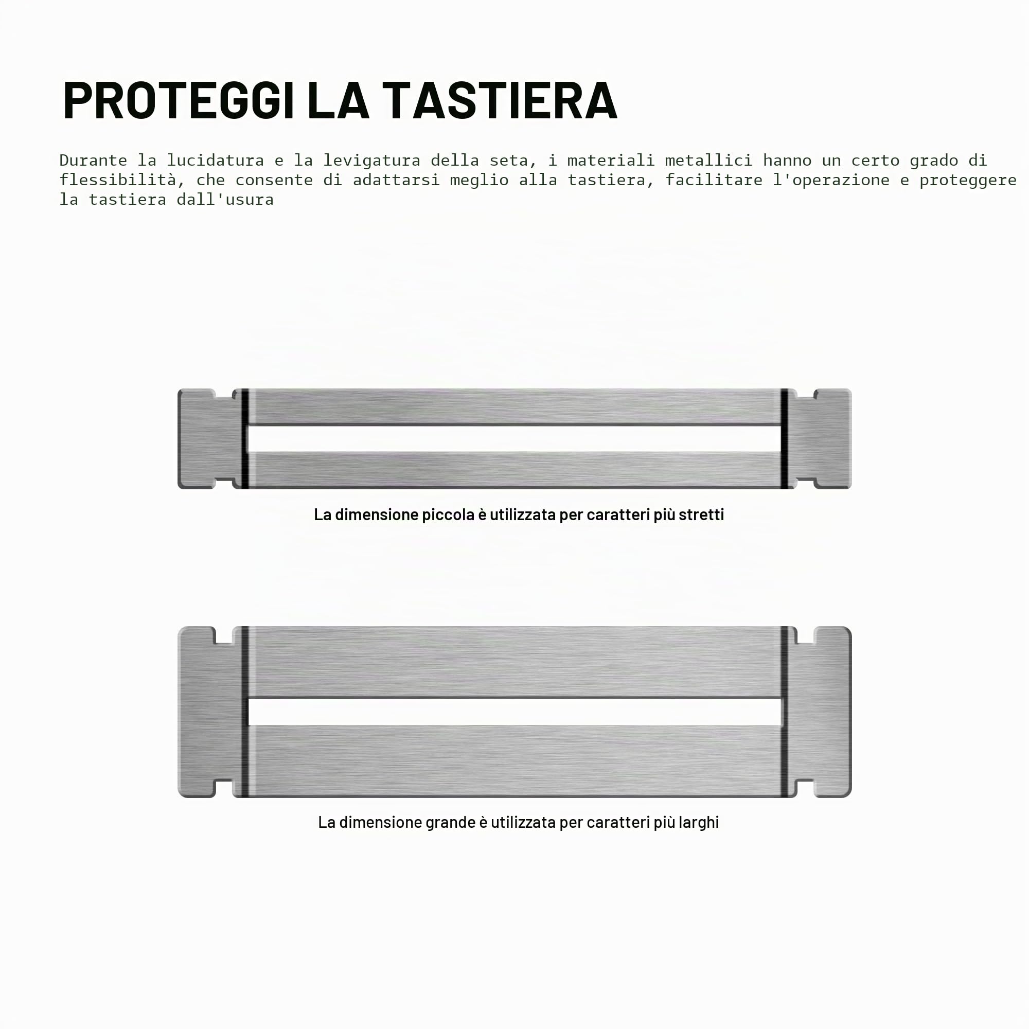 Set di protezioni per tastiera della chitarra, in acciaio inox, per rimozione e lucidatura dei tasti della chitarra, per G-uitar, basso, vestirsi e manutenzione (1 set, argento)