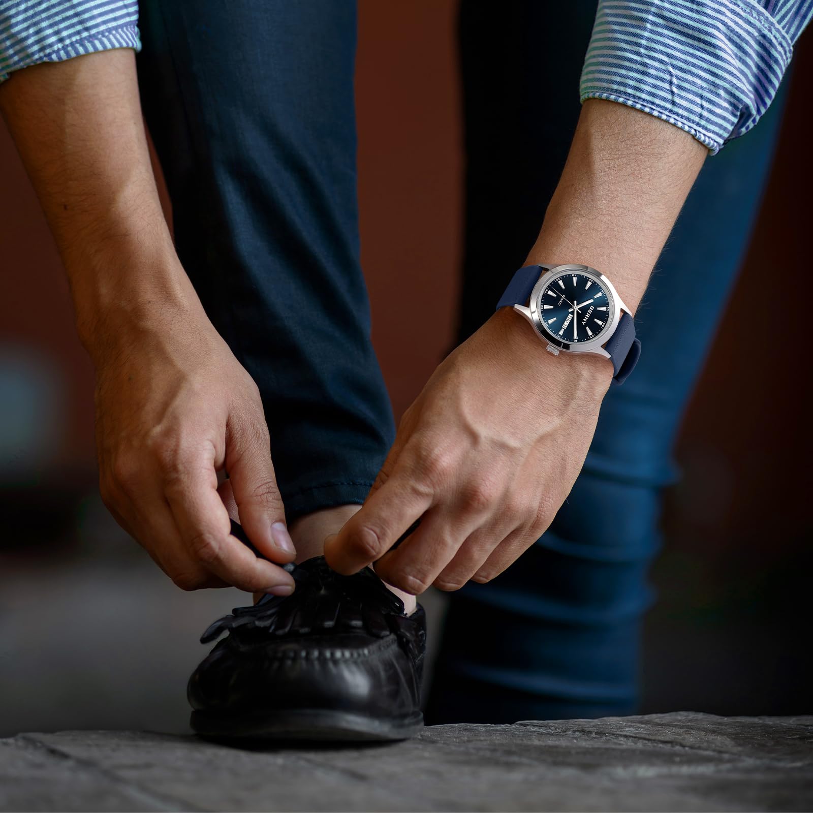 BERNY Mens Cuarzo De Acero Inoxidable Sólido Reloj De Agua Relojes Deportivos A Prueba De Agua para Los Hombres Luminosa