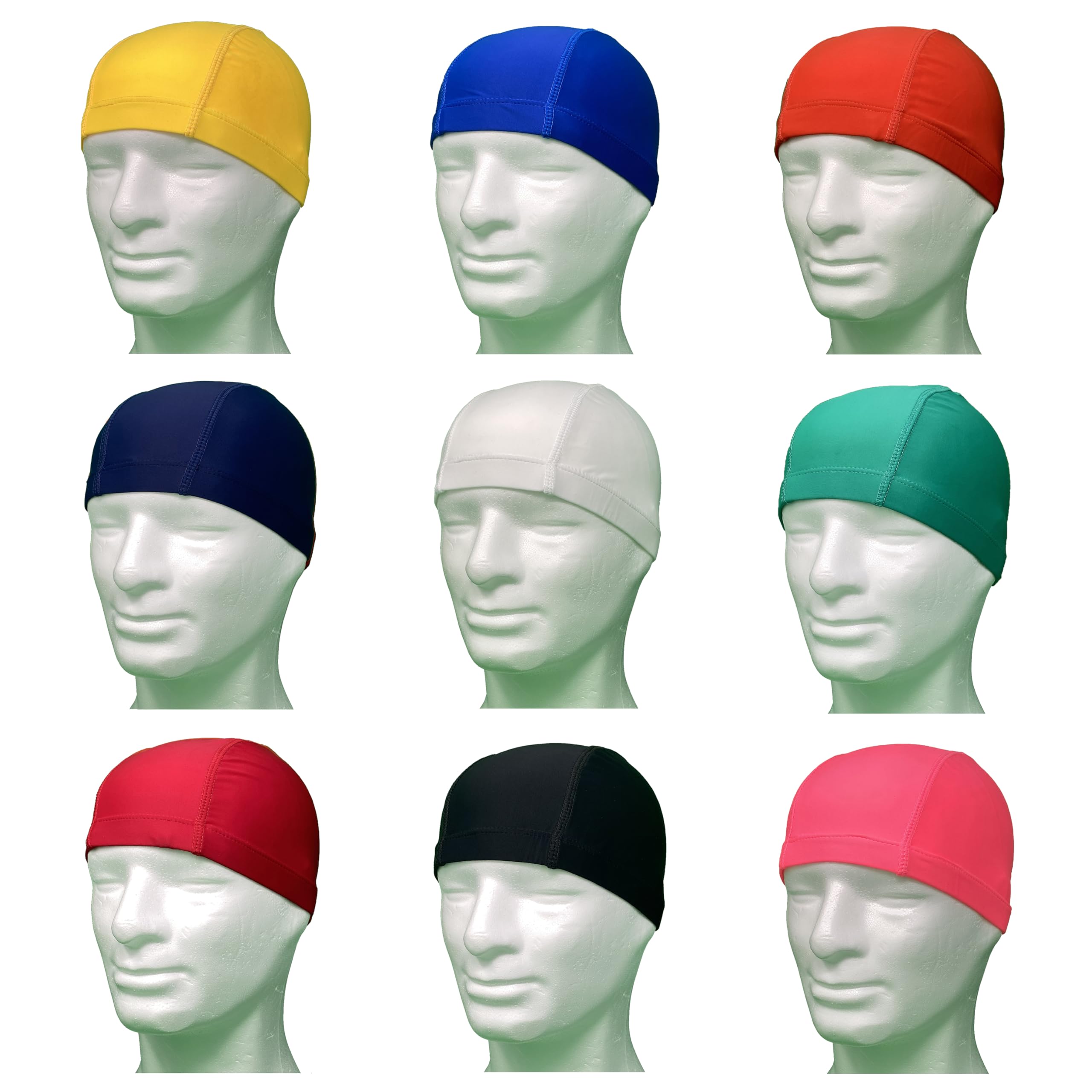 50 AQASKIN Cuffie Nuoto Professionali in Lycra - SCONTI QUANTITÁ - Anallergica Senza Lattice nè Silicone - Colori Misti - Cuffia Piscina licra Unisex, Acquagym - Pack da 50-100-300-600 pz.