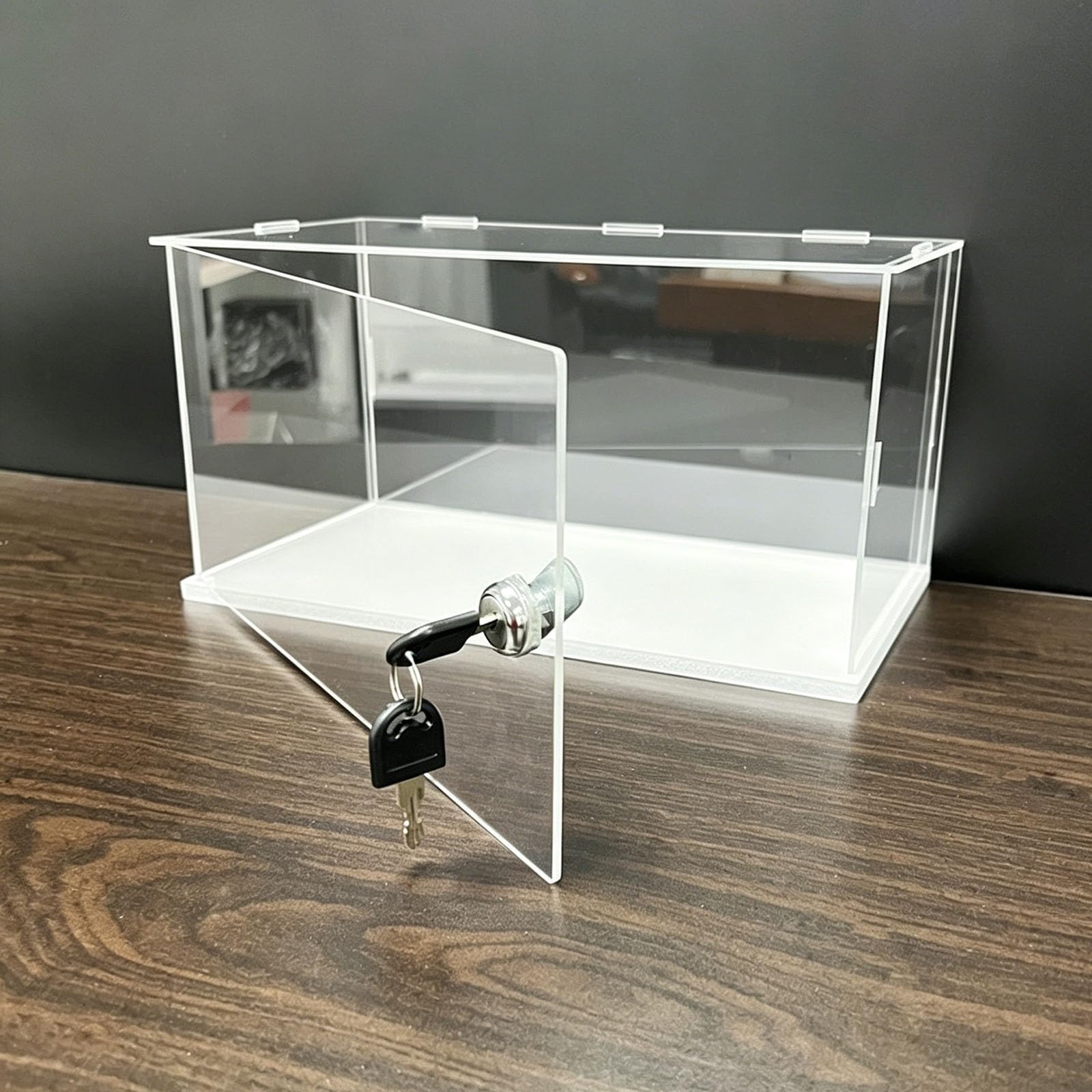 Dustproof Protective Display Case with Lock & Key, Customizable Sizes & Easy Assembly, Transparent Acrylic Box for Figurines(White,25x25x25cm(10x10x10in))