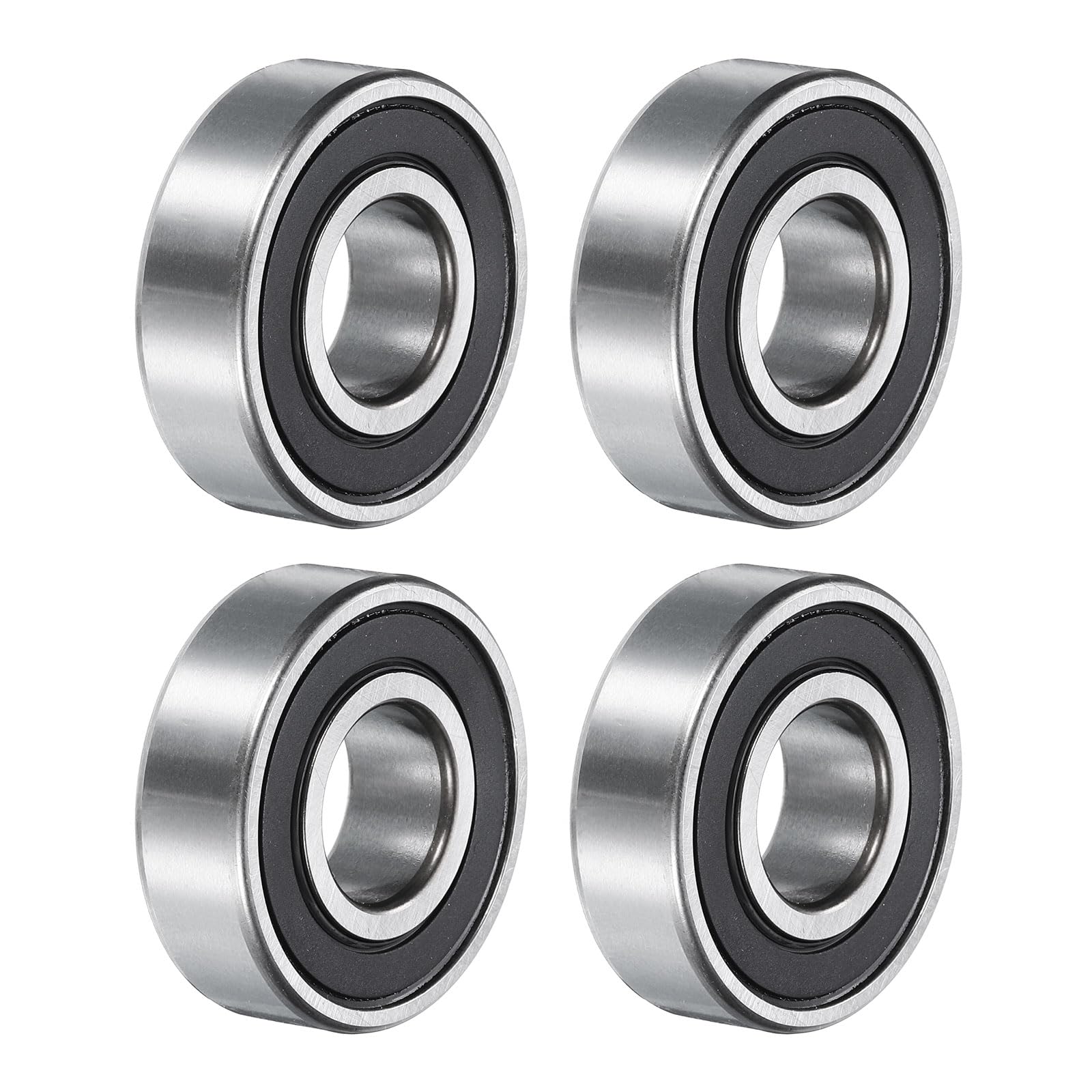 uxcell 6202-2RS Deep Groove Ball Bearings, 4pcs 15mm I.D x 35mm O.D x 11mm Thick C3 Double Rubber Sealed Chrome Steel (ABEC5, Black)