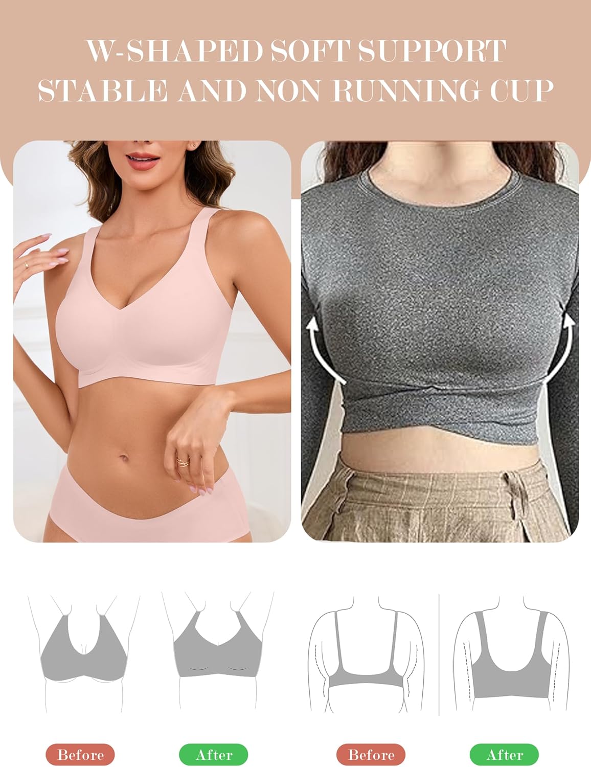 Womens Wireless Bras for Women No Underwire Push Up Bra Seamless Full Coverage Everyday Bras Regular and Plus Size - Image 5