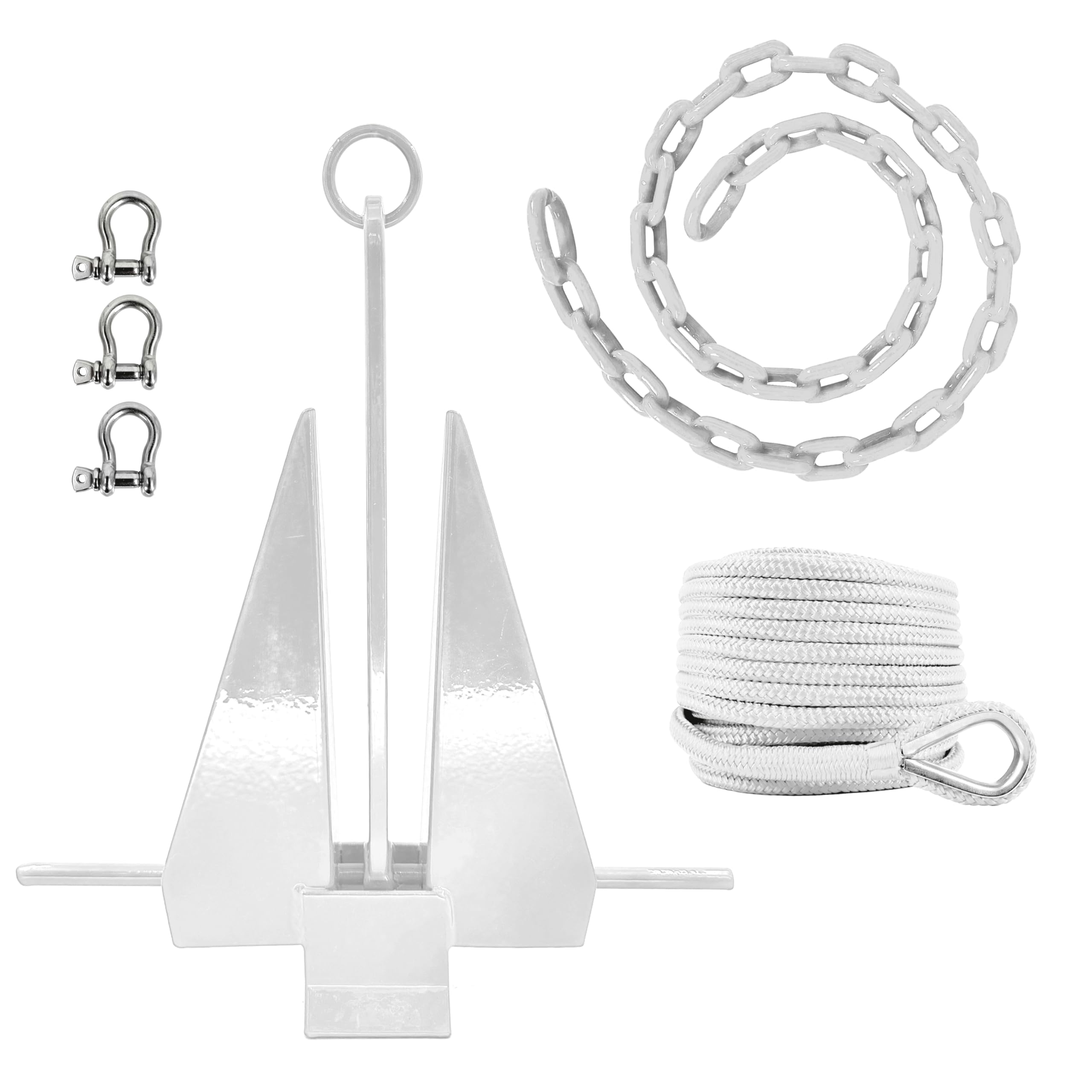 Greenfield Complete Fluke Anchor Kit – American-Made, Includes Chain, 100ft Rope & Shackles | Sizes for Boats up to 16' & 24'