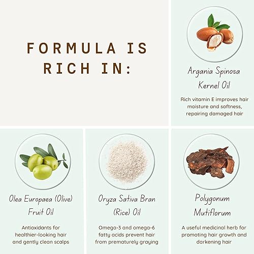 Miniatura 12 de Champú de tinte para el cabello negro de 13.5 fl oz, cobertura 100% de las canas en minutos, sin amoníaco, cubierta de champú para cabello gris