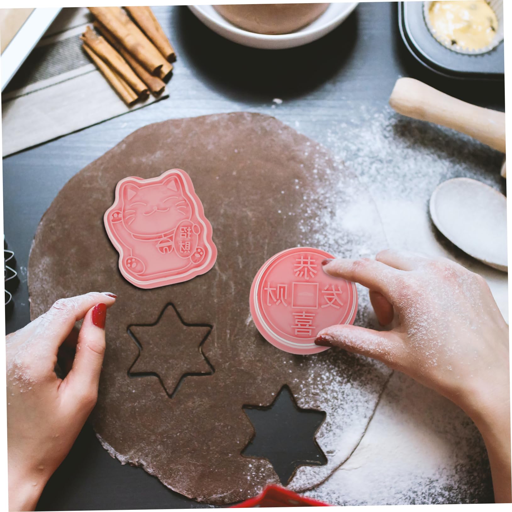 TOPBATHY 32 Pièces Pochoirs Du Nouvel An Biscuit Pratique Moules à Biscuits Décoratifs Biscuits Faits Maison Coupeurs De Gaufrage D'animaux Emporte-pièces Réutilisables Plastique Rose