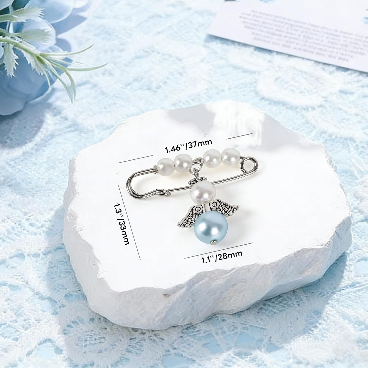 Something Blue Angel Memory Bouquet Charm, Wedding Memorial Gift for Bride, Guardian Angel Charm Wedding Accessory, Huge From Heaven for Deceased Loved Ones