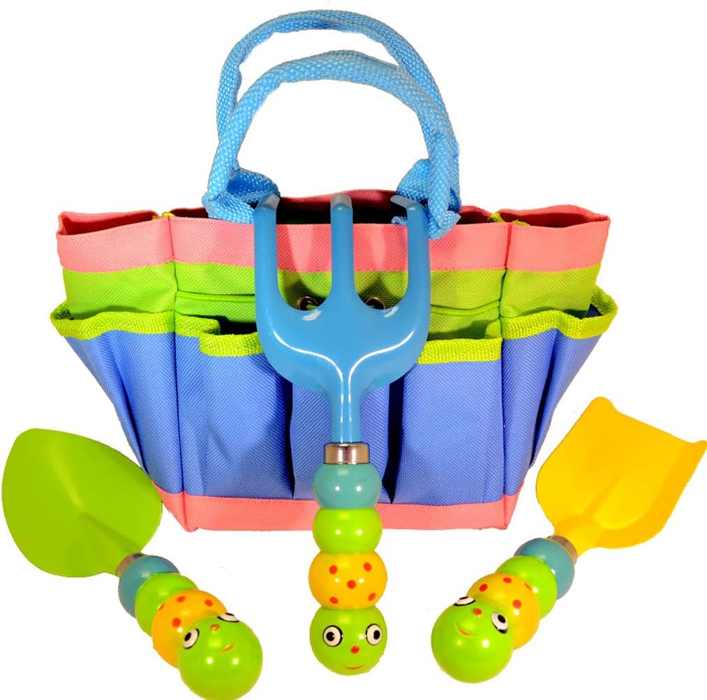 Kids Garden Tool Set with Tote , Tools Handles Made As " Cute Bugs "
