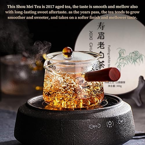 Miniatura 4 de XIXICHA Shoumei Pastel de té blanco 300 g/10.6 oz té chino Fuding té blanco envejecido 2017 Old Shou Mei Tea Hermoso embalaje de regalo