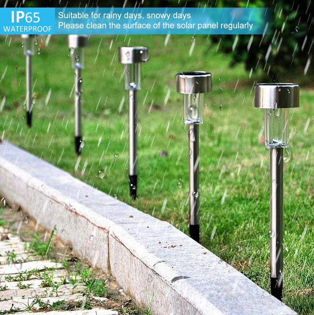 Lot de 12 lampes solaires encastrées en acier inoxydable pour jardin, pelouse, paysage, lumière colorée