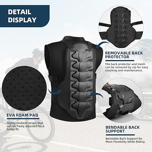 Miniatura 6 de PELLOR Chaleco de armadura para motocicleta, espalda en el pecho, chaleco de protección para motocross, esquí, equitación, patinaje, anticaída,