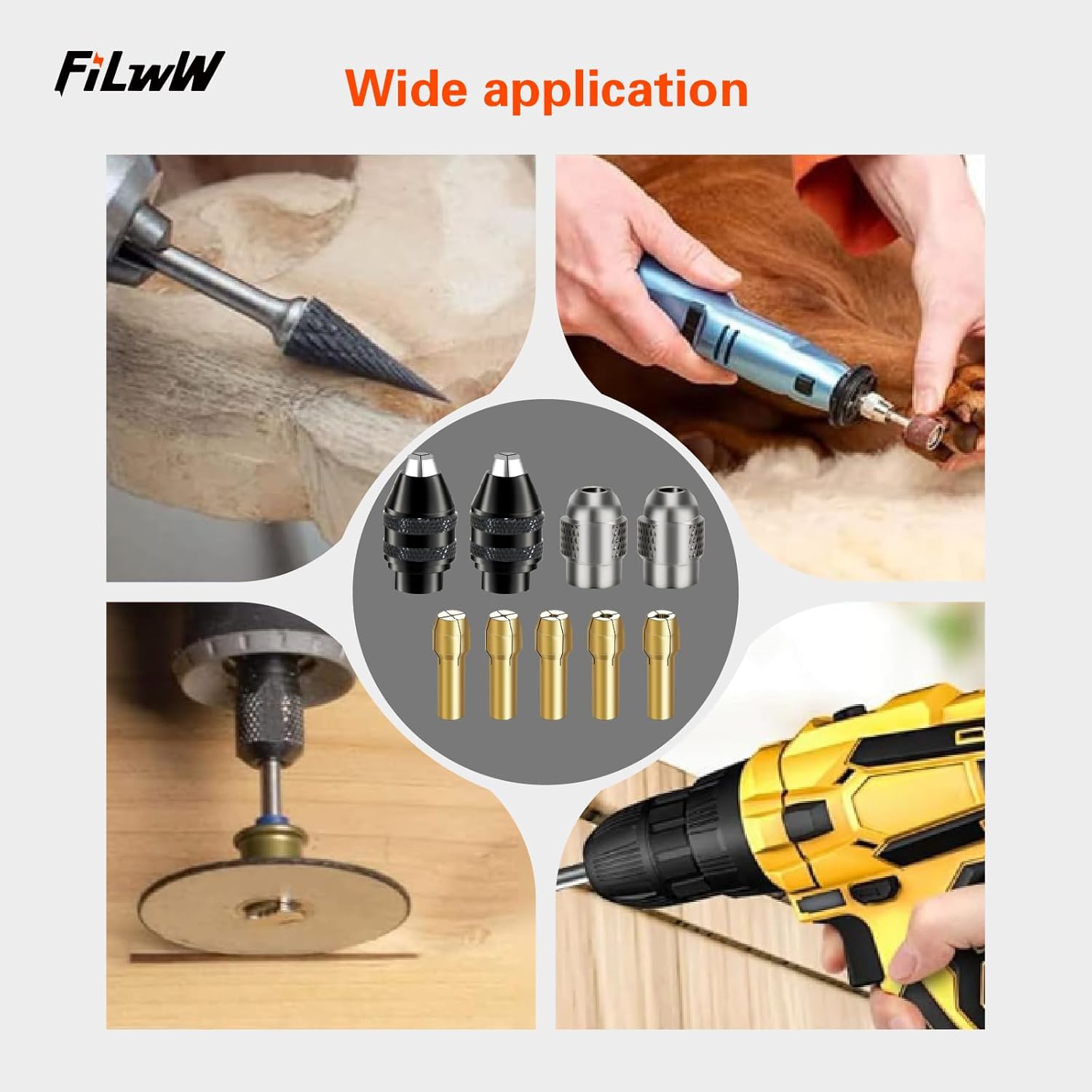 Drill Chuck Collet Set for Dremel, 16PCS 0.8-3.2mm Replacement 4486 Drill Keyless Bit Chuck Shank Rotary Tool Quick Change Adapter