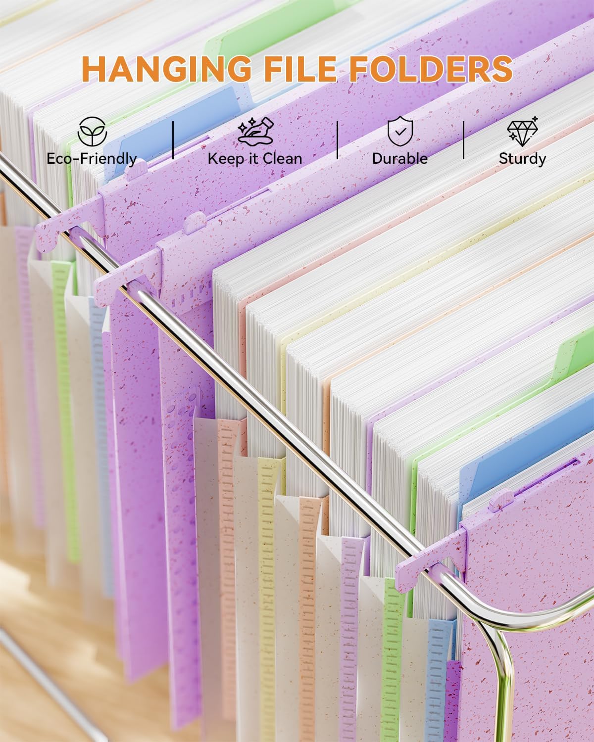 ANSOOK Wheat Straw Expanding Hanging File Folders Legal Size,1.2" Accordion Pockets File Organizer,3 Pack Filing Cabinet Folders,Large Capacity File Folder with Tabs,Purple Hanging File for Frame Box