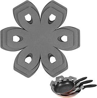 BYKITCHEN Pot and Pan Protectors, Set of 6 and 3 Different Sizes, Felt Pot Separators Protectors, Gray Pan Savers Dividers for Stacking and Protecting Your Cookware