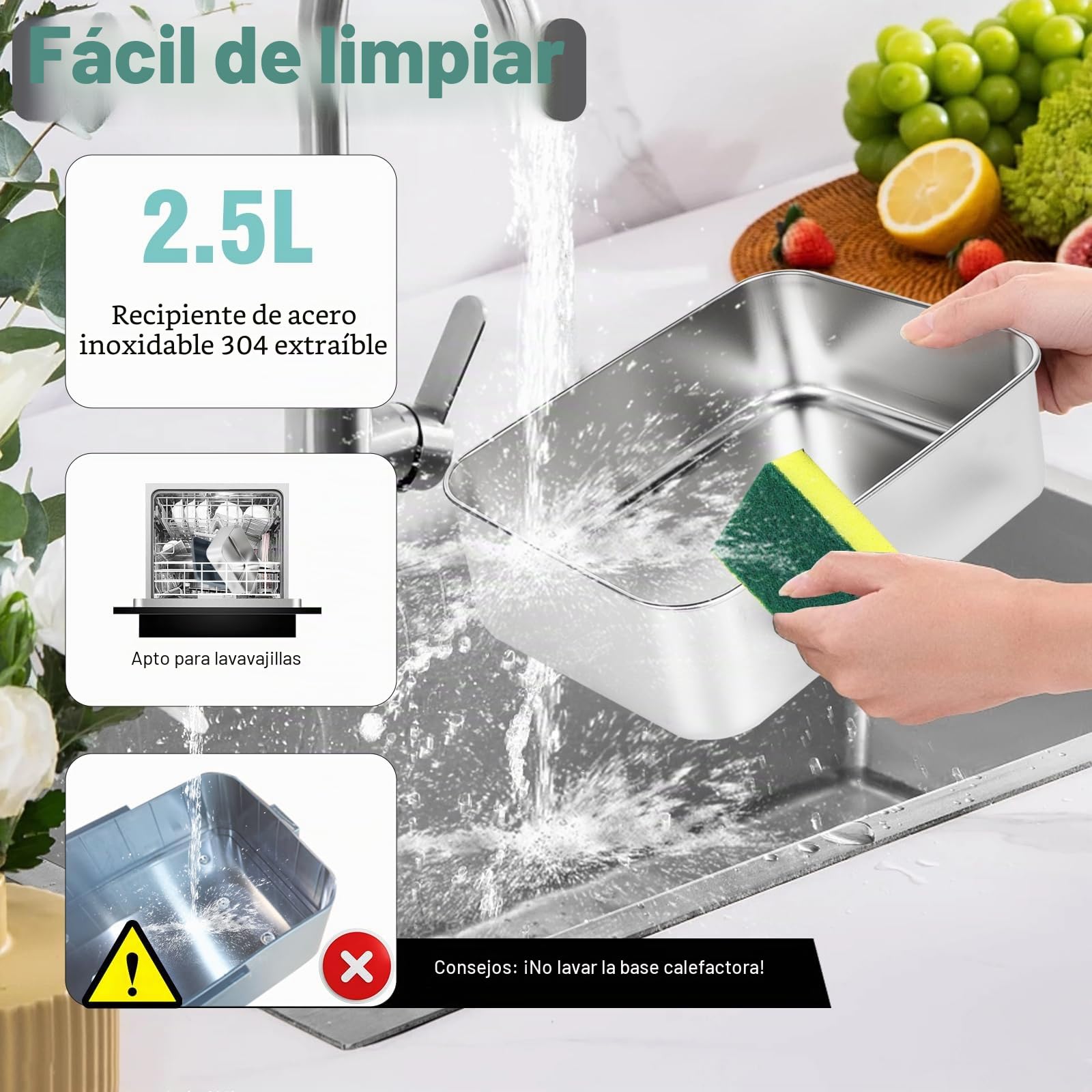 XREXS Fiambrera Eléctrica de 3,5 L y 90 W, con Capacidad Extragrande, para Casa o Coche, con Tenedor y Cuchara, Portátil, Ideal para Camiones, Familia y Camping