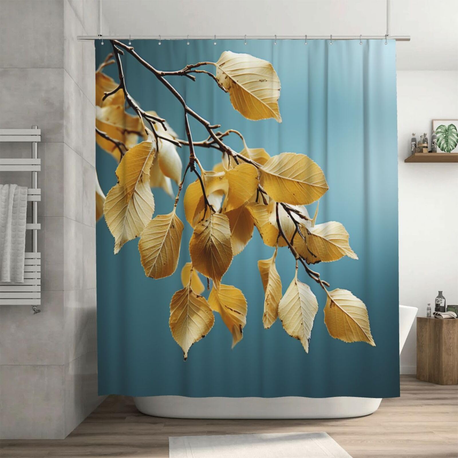 Rideau de douche feuilles de bouleau 183 cm pour créer une ambiance spa scandinave