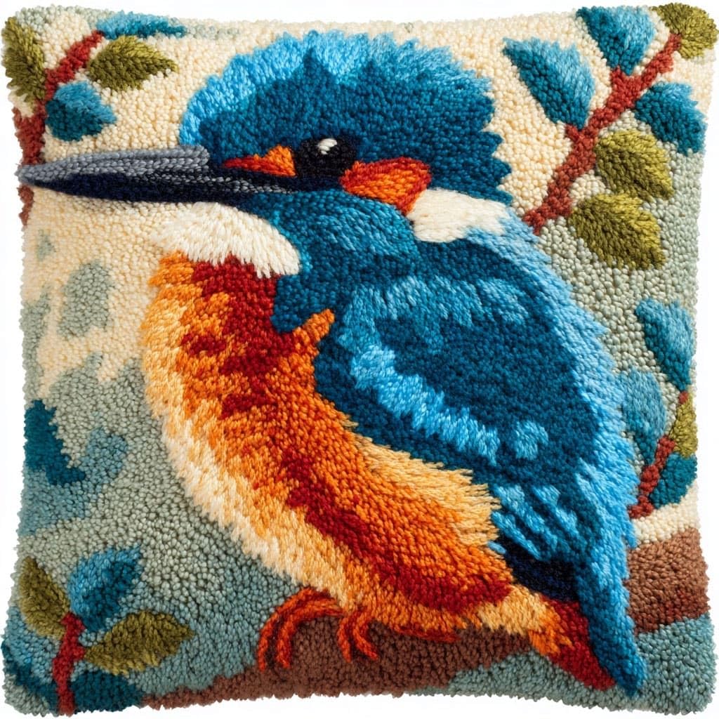 WallustrioaW Latch Hook Pillowcase Embroidery Kit,Animals Birds