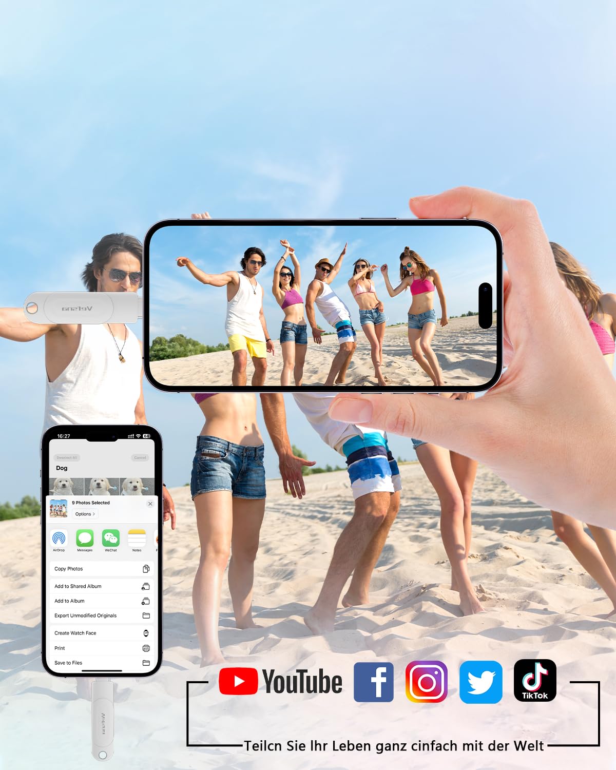 [Senza App] MFi Pendrive 512GB per iPhone, chiavetta USB per iPhone, Pendrive USB-C Lightning esterna compatibile con Phone/iPad, Android e PC, USB 3.0 per il backup di foto, video e dati mobili