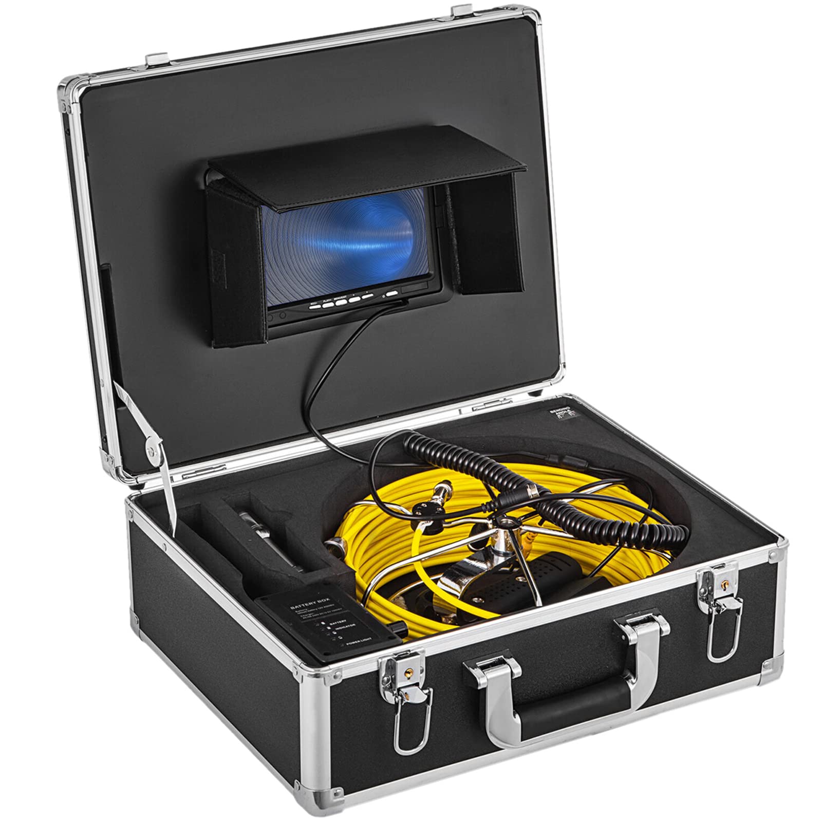 VEVOR Tuyau Caméra 20 m, Appareil-Photo d'Inspection IP68, Boîte à Outils Portable, Moniteur 6 Heures, Vidéo Industrielle d'Inspection Vision de Nuit