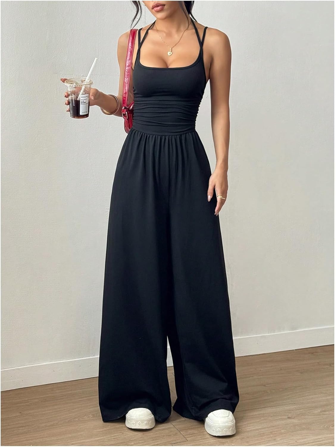 Verdusa Women's Casual One Piece Jumpsuits Sleeveless Wide Leg Summer Romper Workout Jumpsuits With Pockets - Image 4