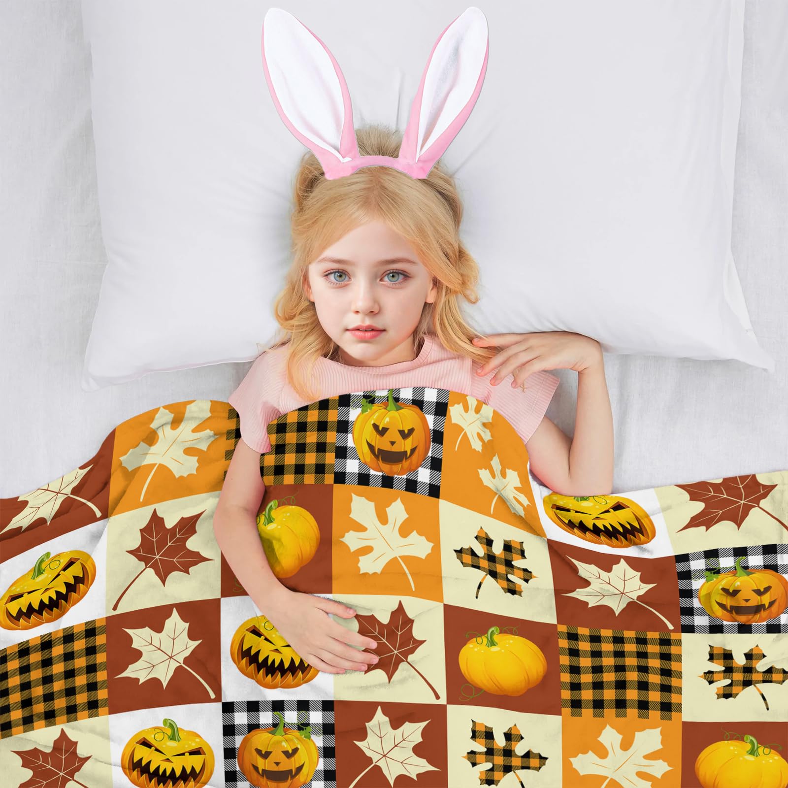 Gaakvrr Fall Blankets for Kids Pumpkin Throw Blanket - Image 3