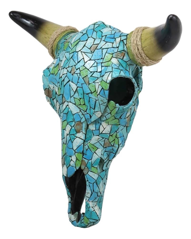 ネイティブアメリカ　ターコイズ石　牛の頭部オブジェ ネイティブアメリカ ターコイズ石 牛の頭部オブジェ ネイティブ