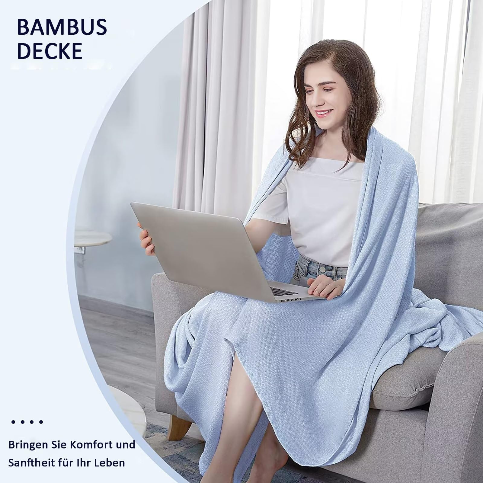 Kühldecke Kühlende Decke Sommer für Heißen Nächte, Sommerdecke Bambus Microfaser Leichte Kühldecke für Menschen, Selbstkühlende Decke Kann Körper Kühl Halten für Bett Sofa und Überall