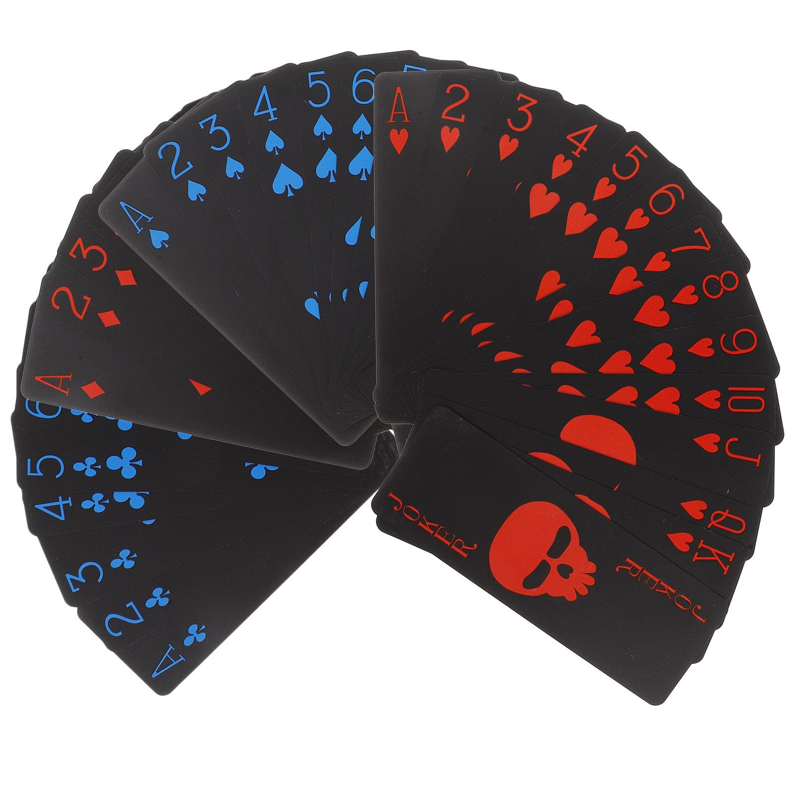 Totority Carte da Poker Motivo Teschio Mazzo Resistente e Creativo Impermeabili in Pvc Nero per Feste e Intrattenimento Adulto