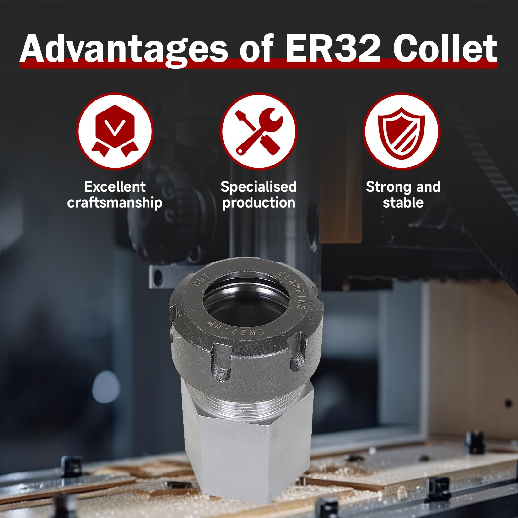 Uchwyt zaciskowy ER-32 z nakrętką zaciskową do tokarki grawerki CNC