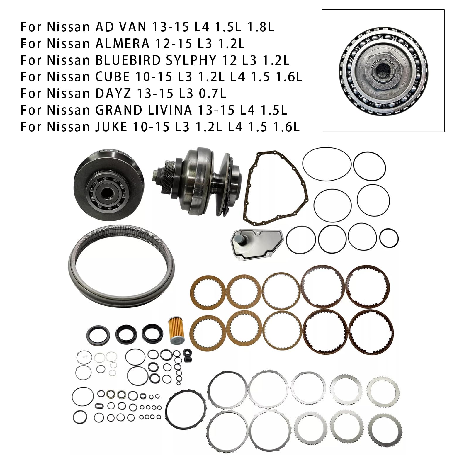 Kit Riparazione Trasmissione Master & Set Puleggia con Cinghia JF015E RE0F11A 29 Denti - Compatibile per Nissan Sylphy, per Tiida/Qashqai/Sentra/Pulsar, per Mitsubishi/Lancer, per Suzuki Swift